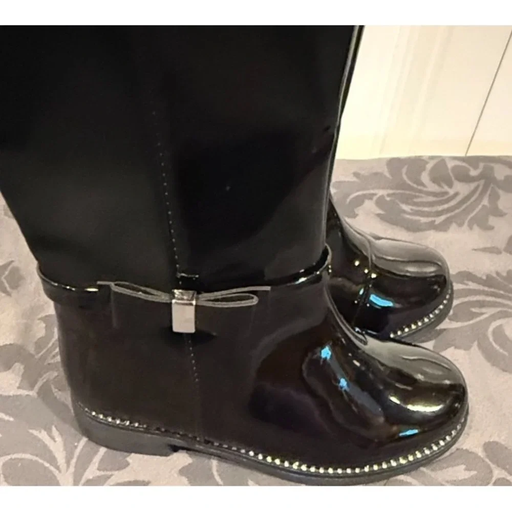 The Children's Place Girls Black Patent Knee High Boots Size 9 Toddler Tall Dres